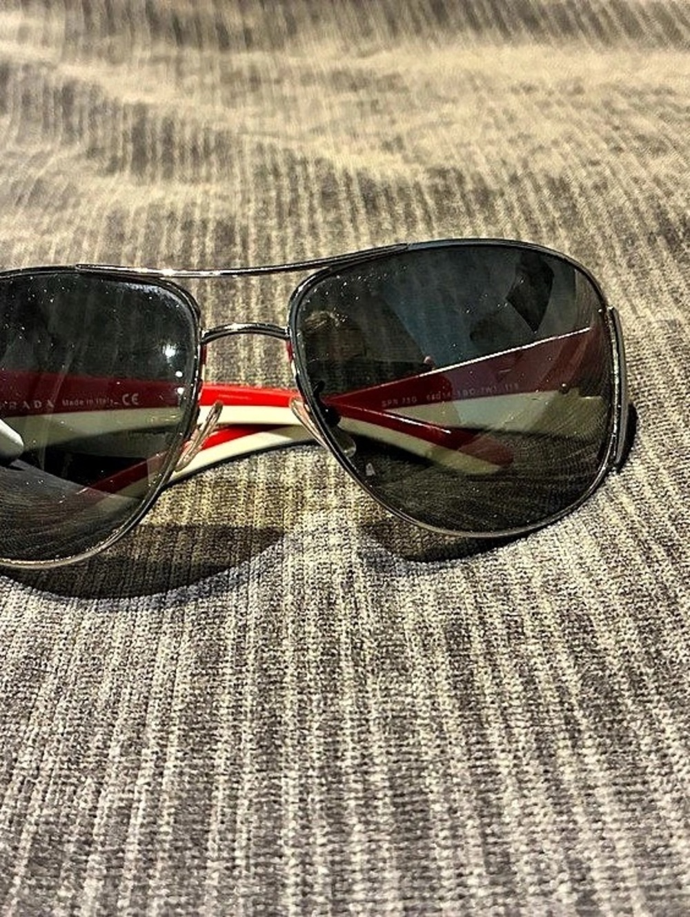 Prada vintage silver cream & Red Sunglasses